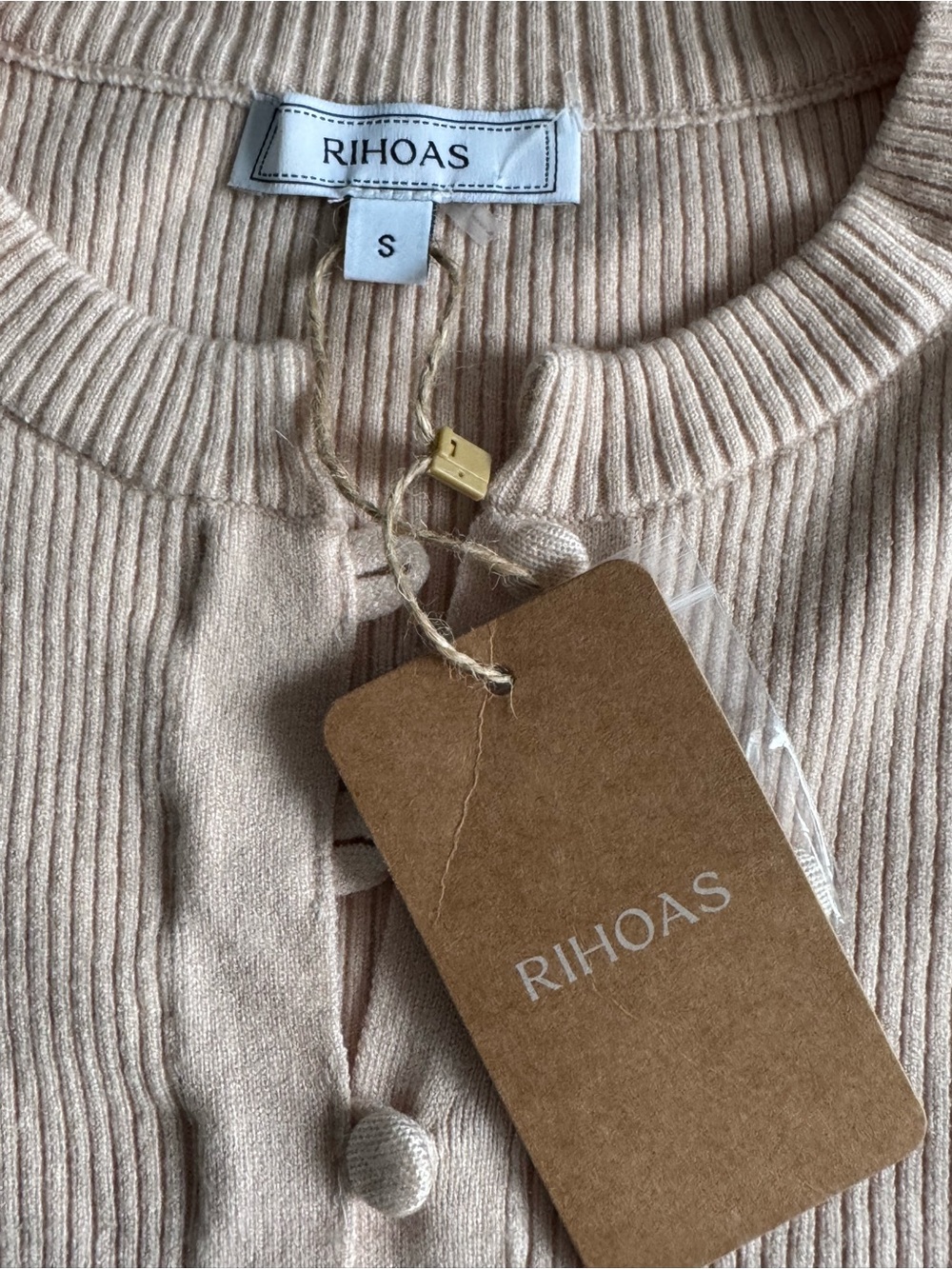RIHOAS Cream Ribbed Button-Up Sweater - Picture 3 of 5